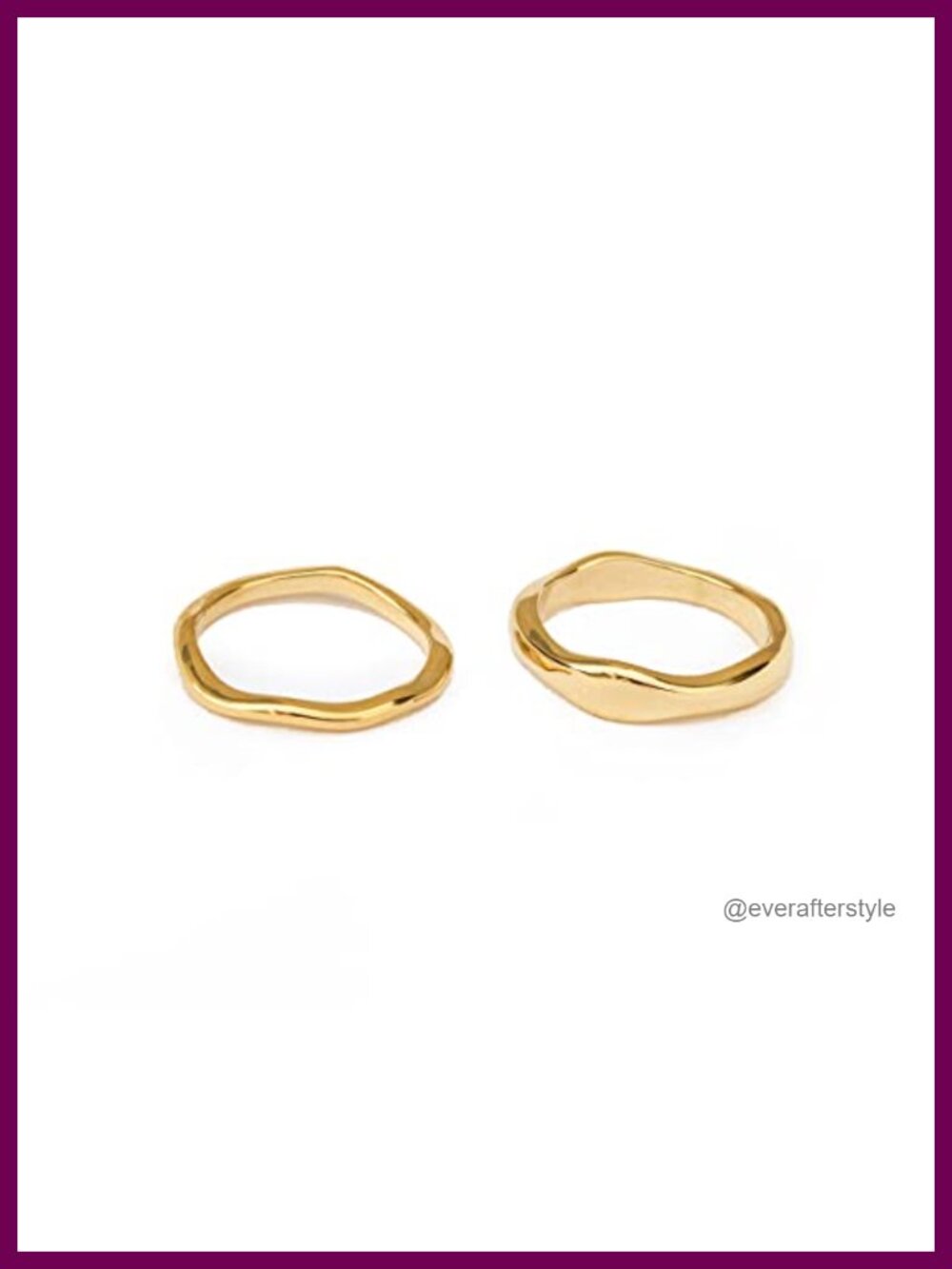 18K Gold Plated Stainless Steel Irregular Stackable Ring Set of 2